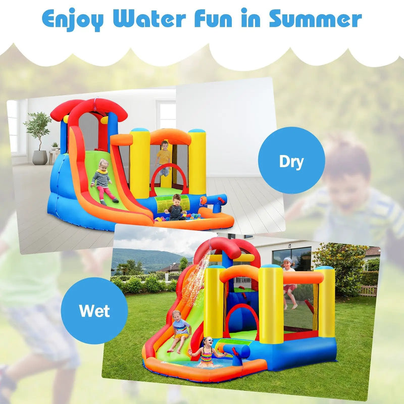 Inflatable Water Slide Bounce House with Pool and Cannon Without Blower by DirectDeals