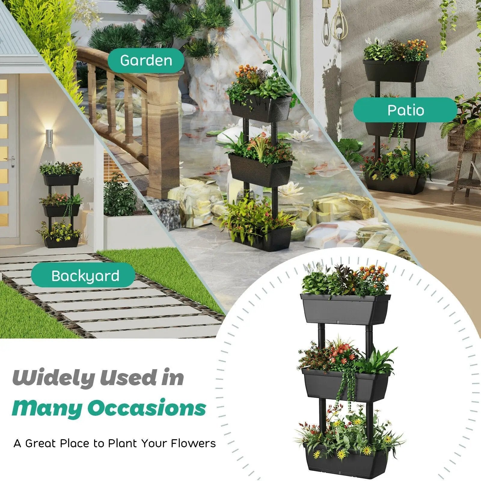 3-Tier Freestanding Vertical Plant Stand for Gardening and Planting Use by DirectDeals