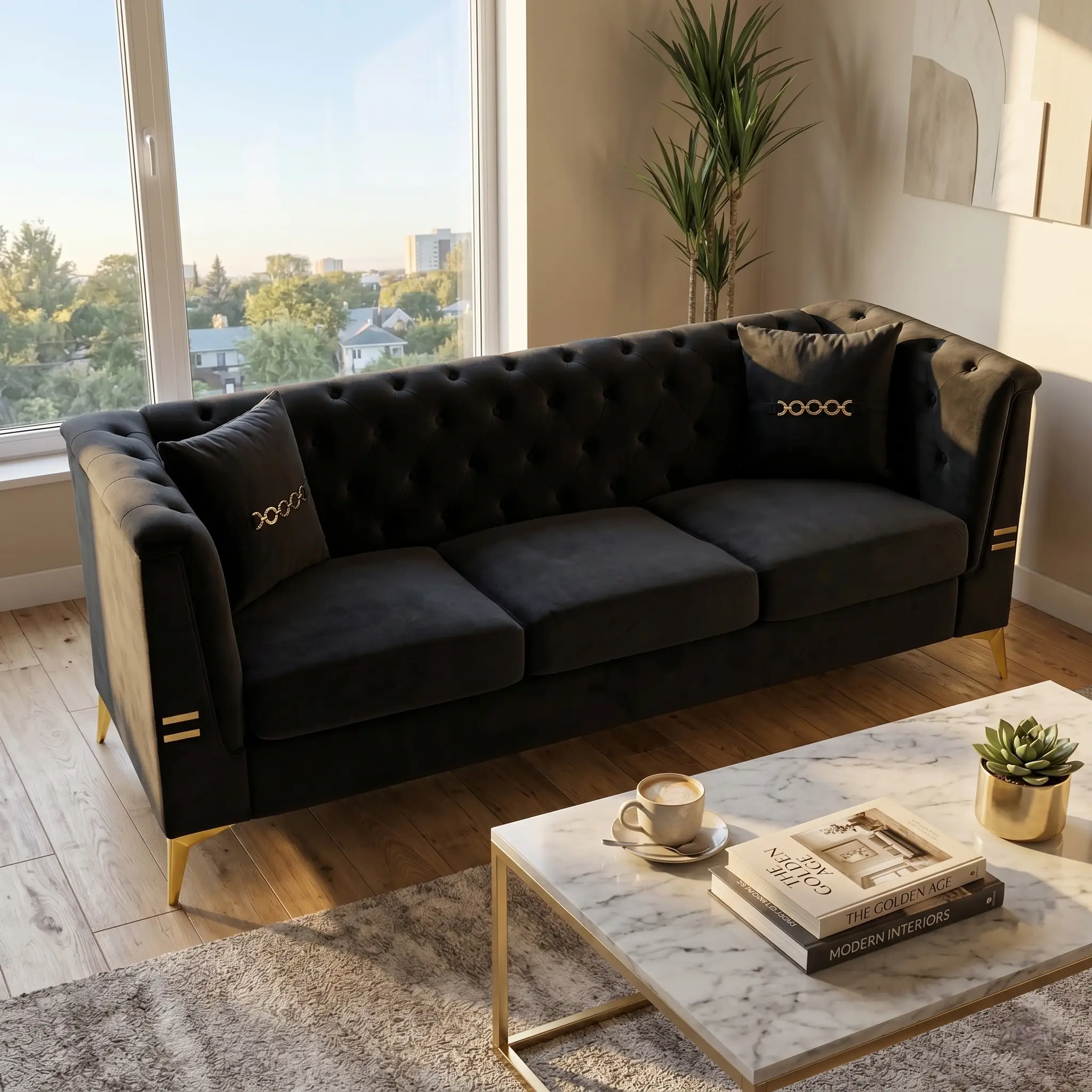 FX-P83-BK4 Sofa with 2 Pillows by HouseOfZazla
