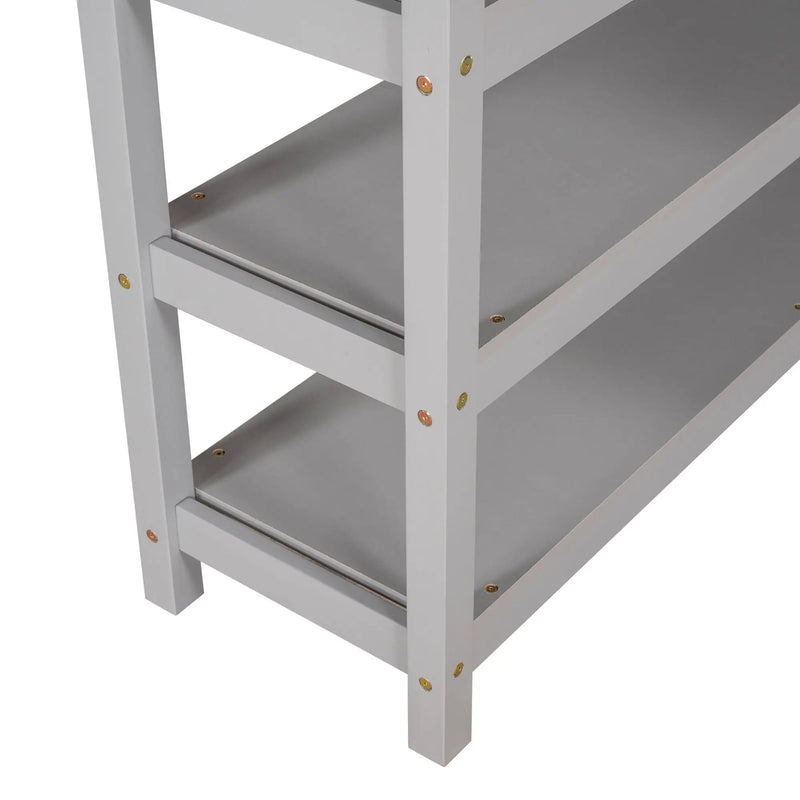 Loft Bed With Storage Shelves And Under Bed Desk