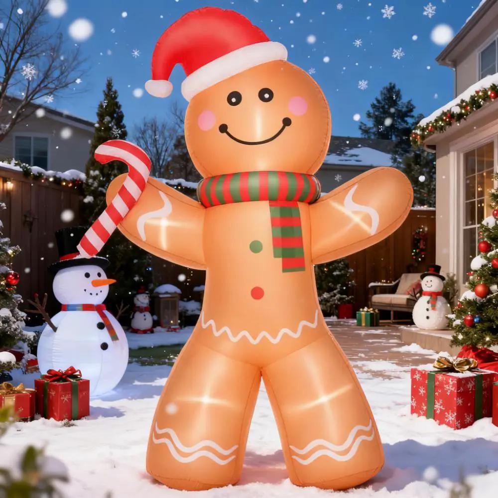 Outdoor Inflatable Gingerbread Man with Candy Cane by HouseOfZazla