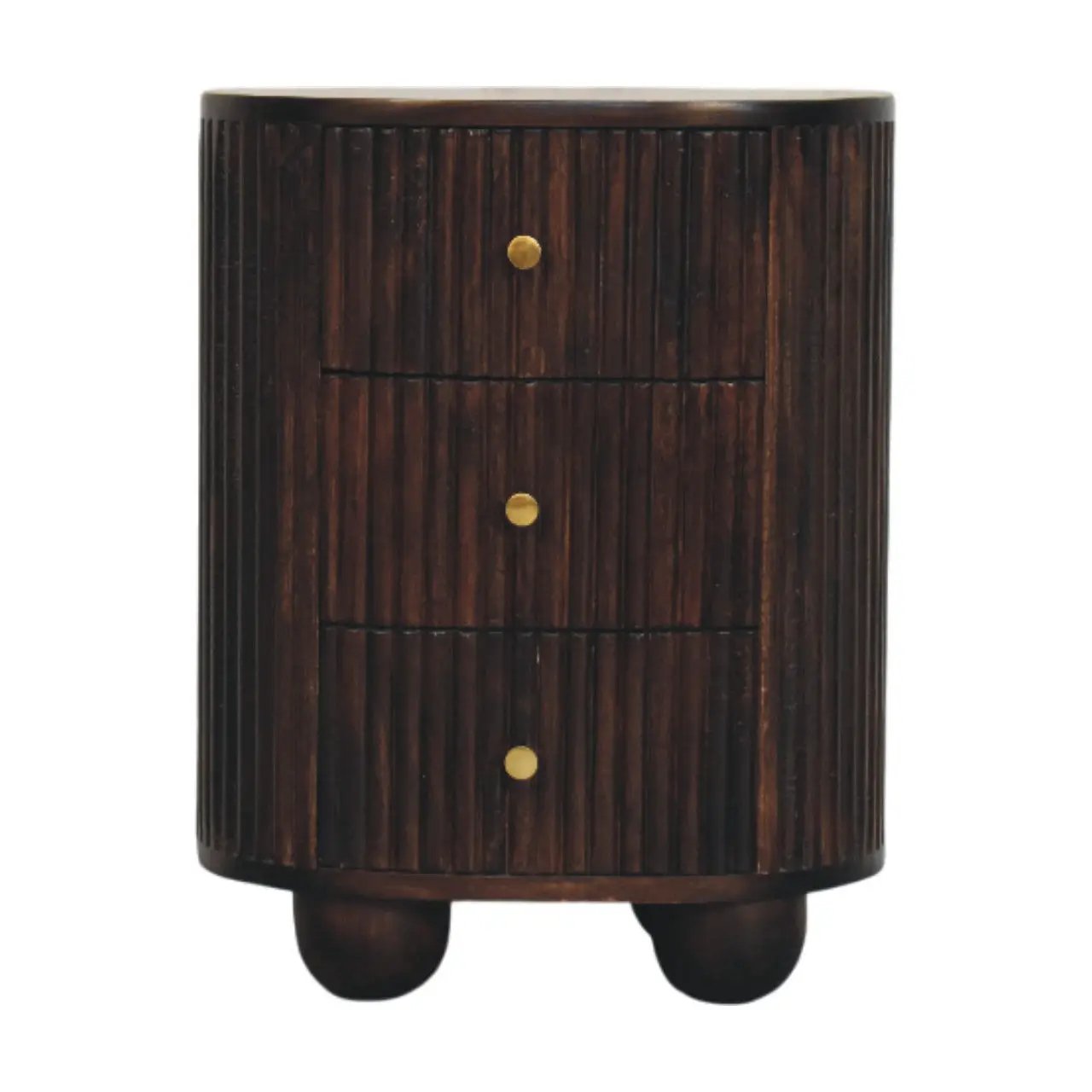 Solid Wood Curved Fluted 3-Drawer Drum Chest by HouseOfZazla