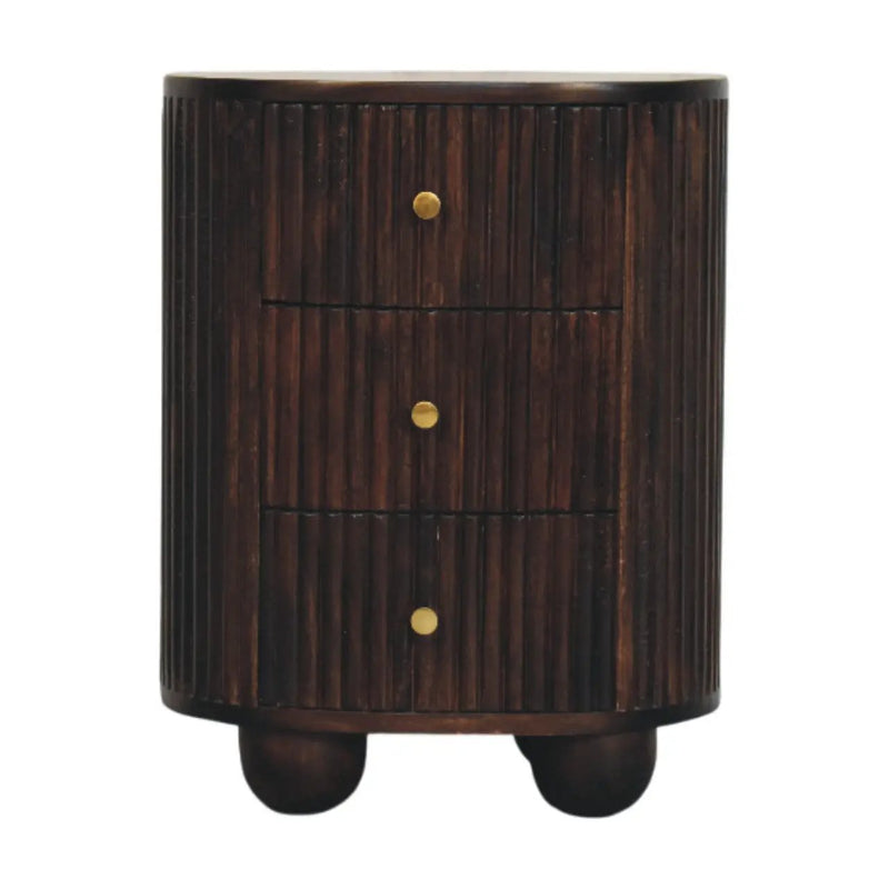 Solid Wood Curved Fluted 3-Drawer Drum Chest by HouseOfZazla