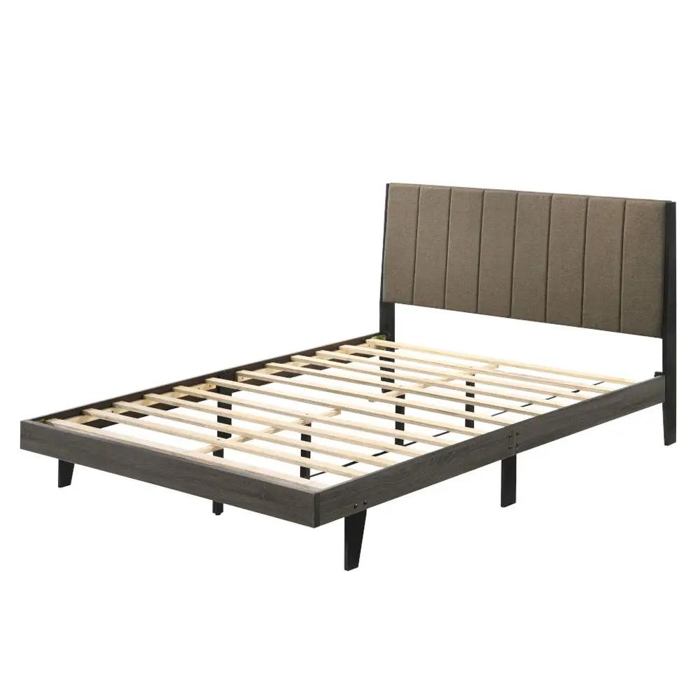 Valdemar - Queen Bed - Brown Fabric & Weathered Gray by Unique Piece Furniture