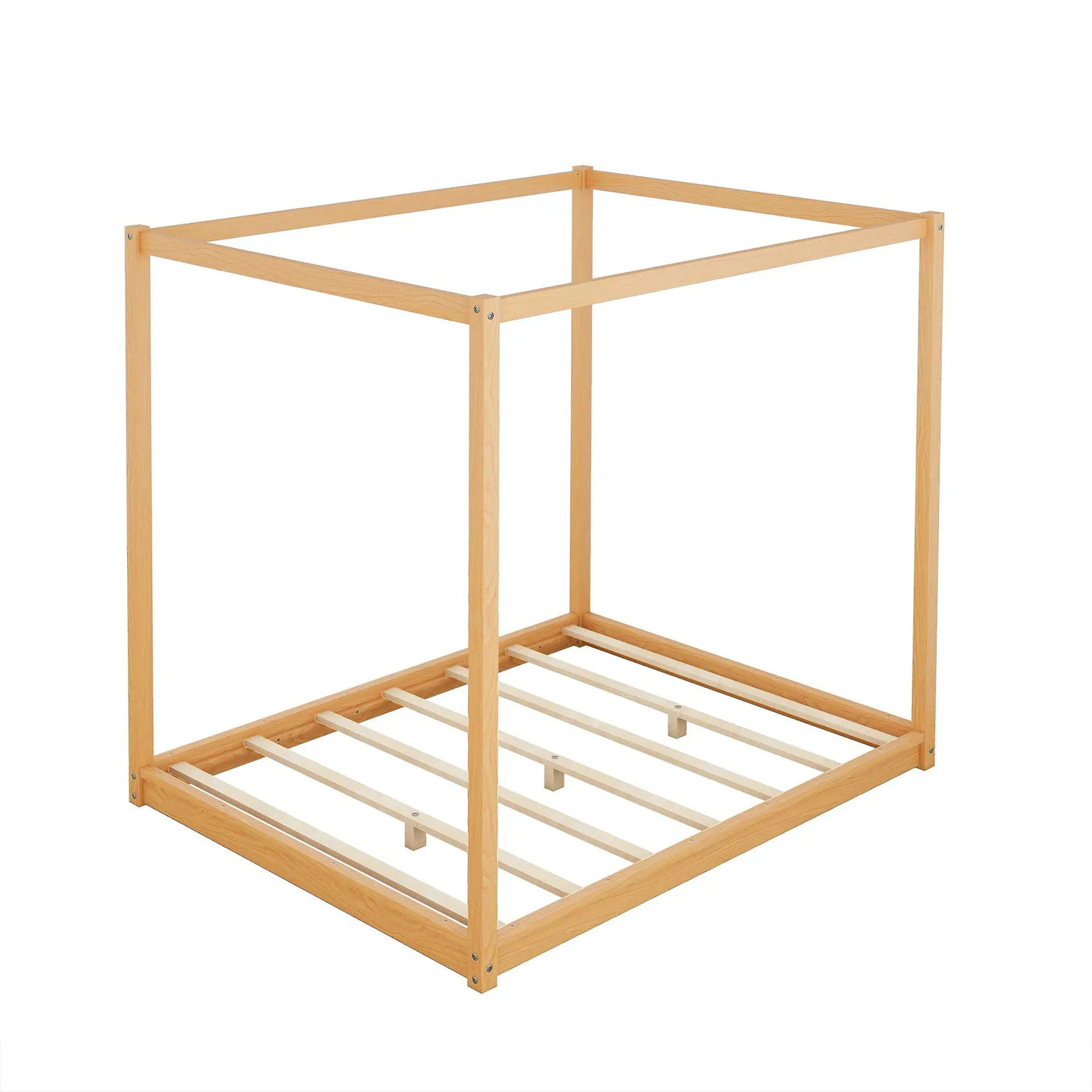 Wood Canopy Platform Bed With Support Legs And Airflow Slats by HouseOfZazla