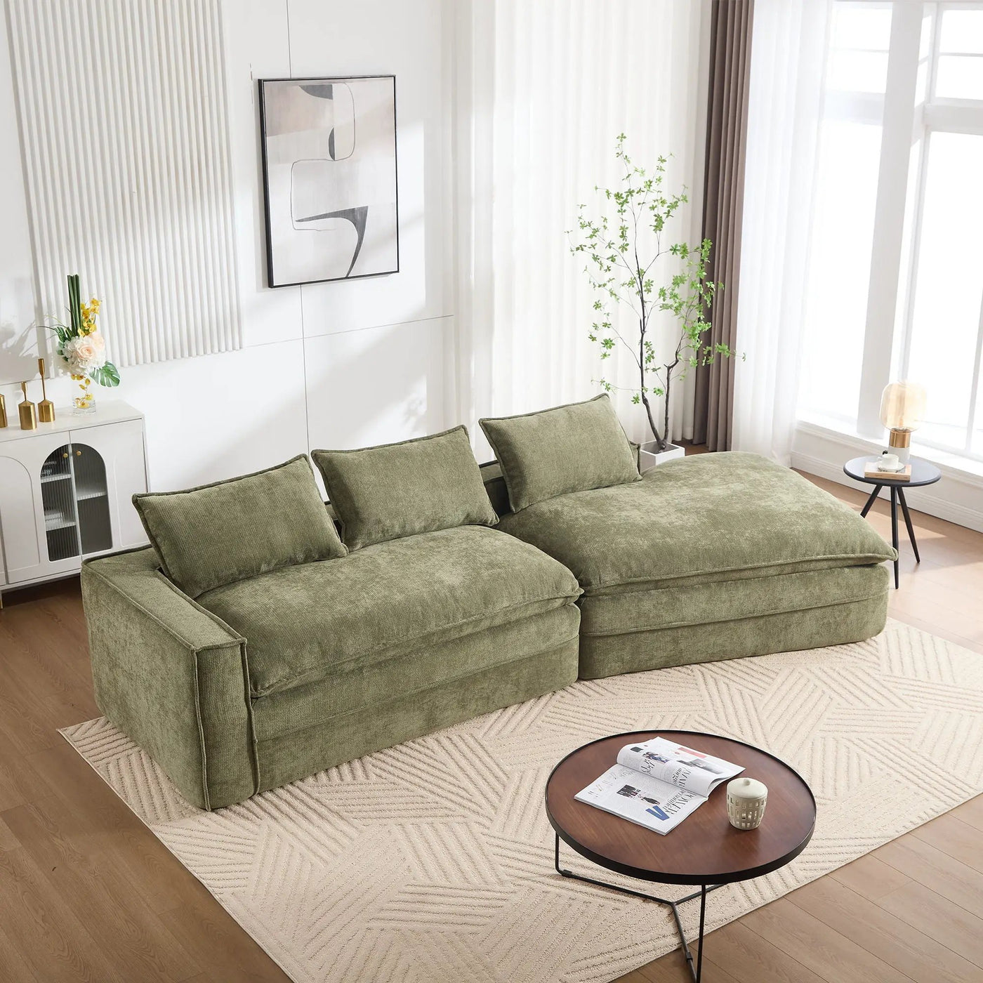 Modern Minimalist Modular Sectional Sofa With Deep Seats And Right Facing Chaise by HouseOfZazla