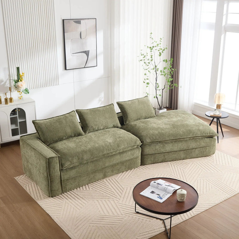 Modern Minimalist Modular Sectional Sofa With Deep Seats And Right Facing Chaise by HouseOfZazla