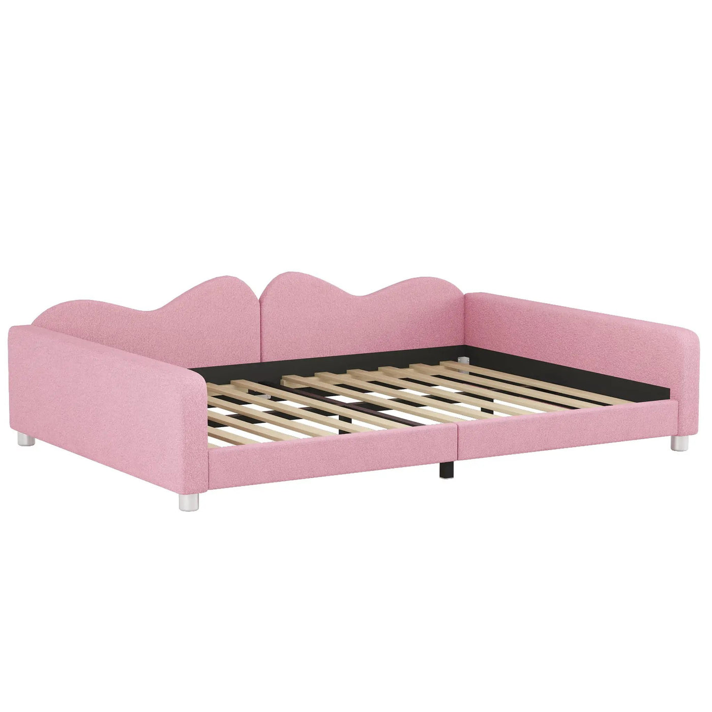 Upholstered Daybed, Sherpa Fabric Sofabed With Cloud-Shaped Backrest by HouseOfZazla