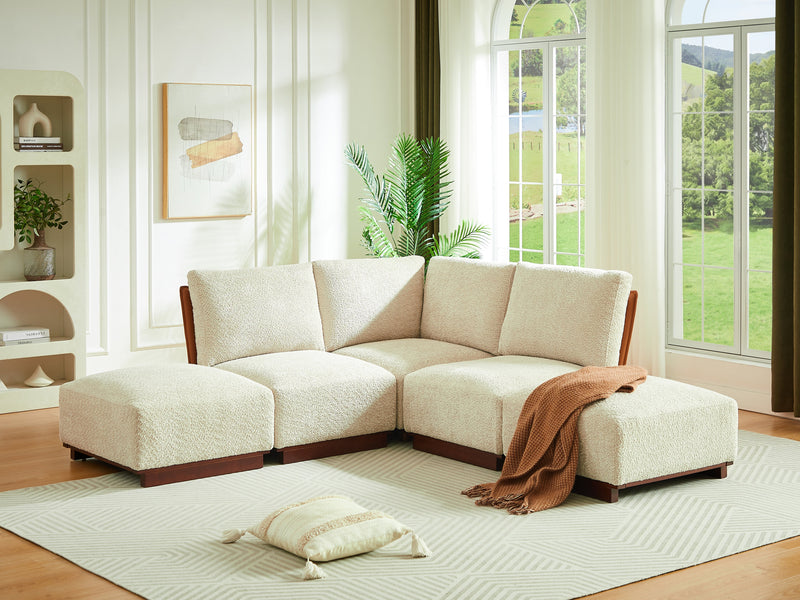 Boucle Modular Sectional Sofa with Deep Ergonomic Seating - Velora 88.5 in., photo 8 of 10