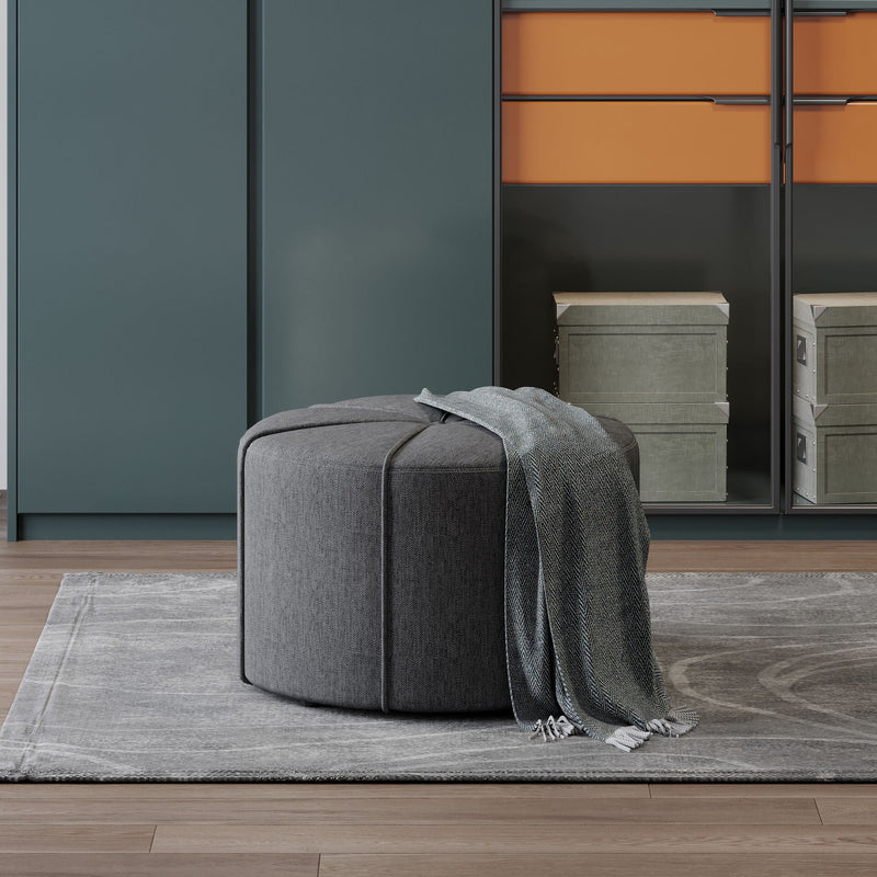 Contemporary Ottoman With Tonal Piping And Button Tuft Design by HouseOfZazla