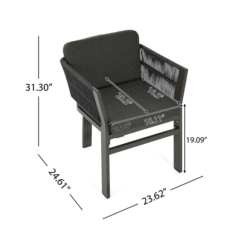 7 Piece Outdoor Dining Set With Table And 6 Chairs - Black / Teak / Gray by HouseOfZazla