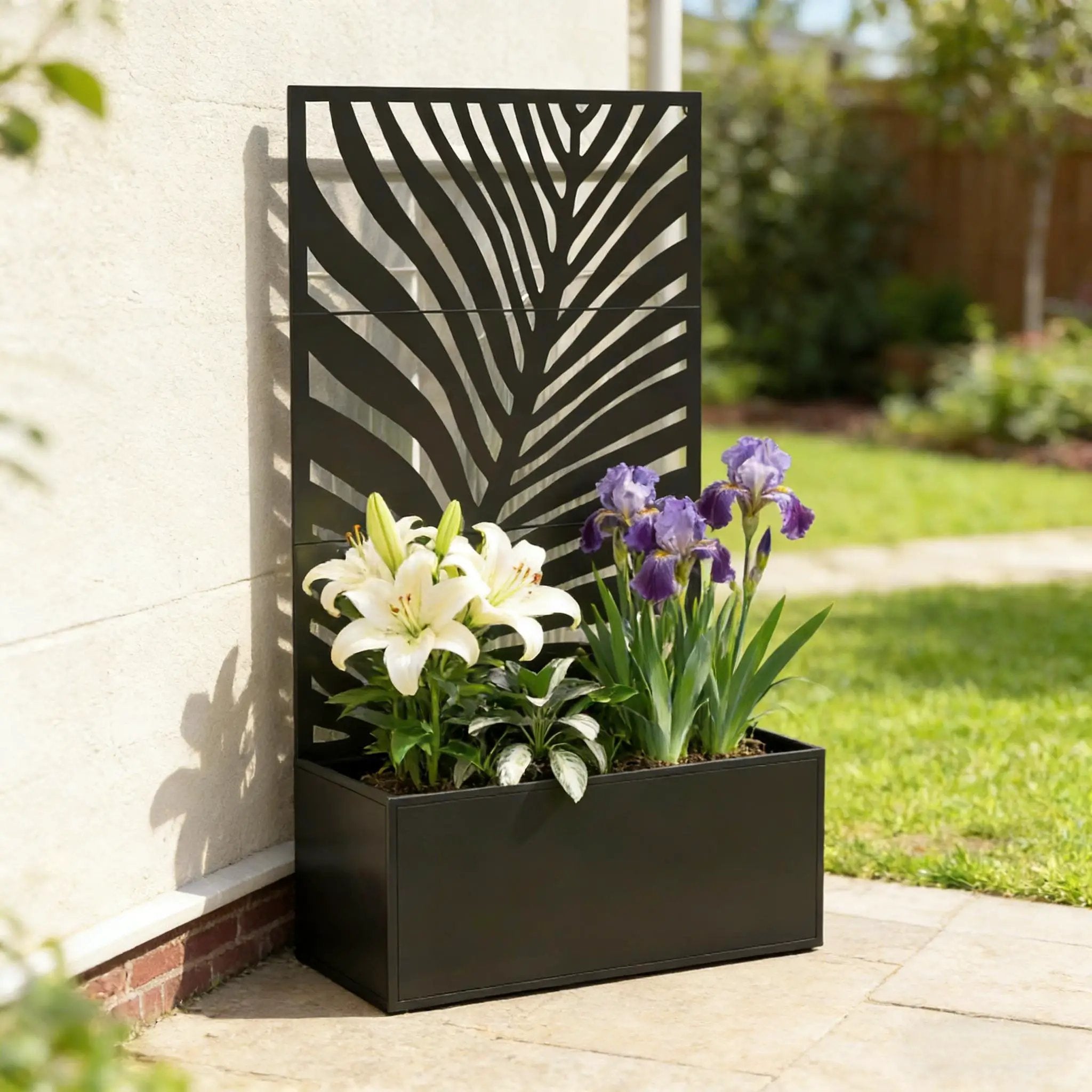 Outdoor Raised Garden Bed with Privacy Screen and Metal Planter Box by HouseOfZazla