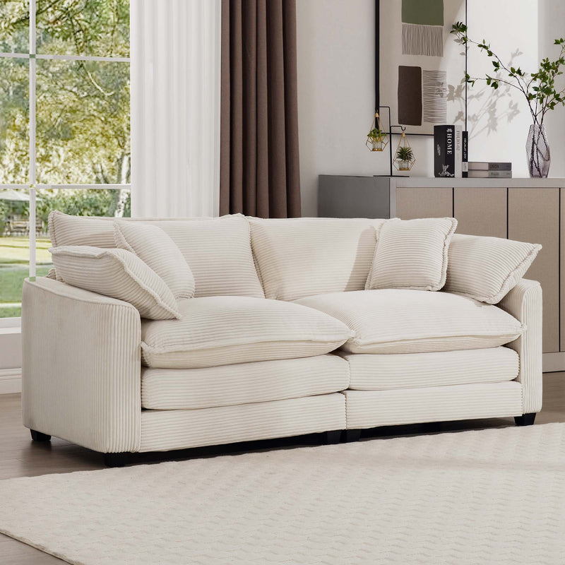 Modern 2 Seater With 4 Pillows, Upholstered Deep Seating Loveseat by Unique Piece Furniture