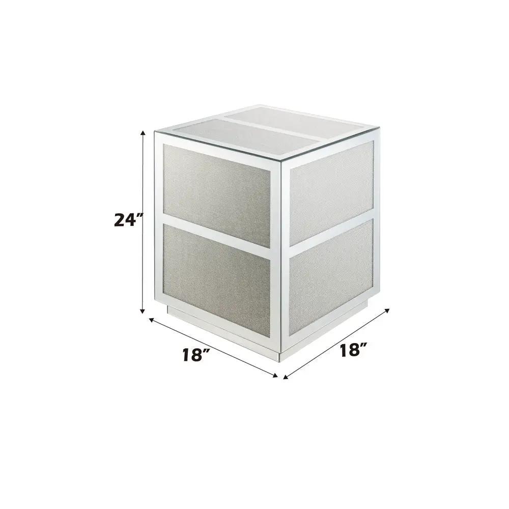 Noralie - 18" End Table With Faux Diamonds - Mirrored by Unique Piece Furniture