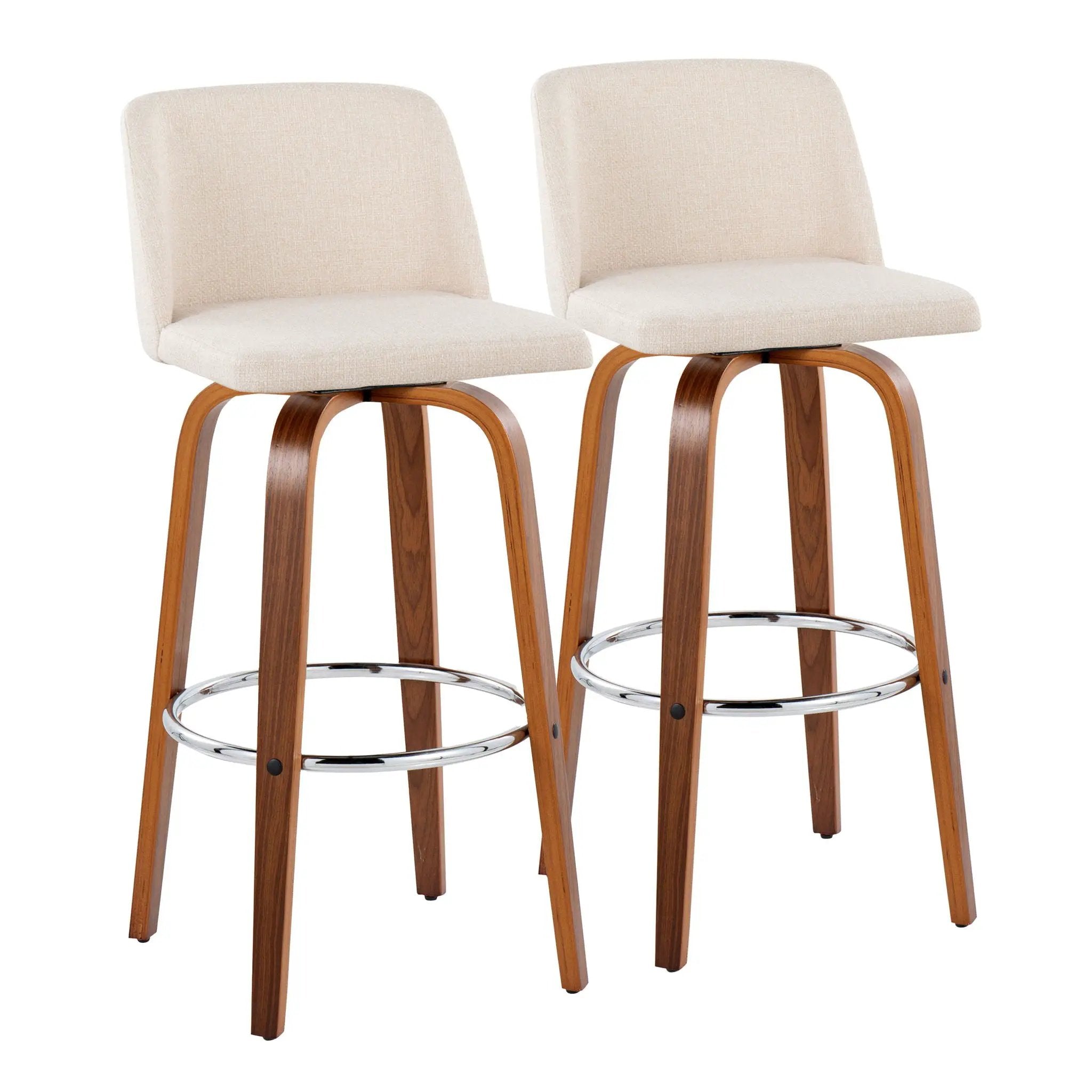 Toriano - Mid Century Modern Fixed Height, Barstool With Swivel With Round Footrest (Set of 2) by Unique Piece Furniture