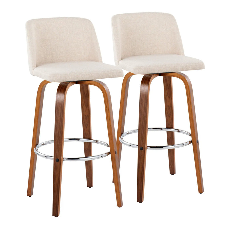 Toriano - Mid Century Modern Fixed Height, Barstool With Swivel With Round Footrest (Set of 2) by Unique Piece Furniture