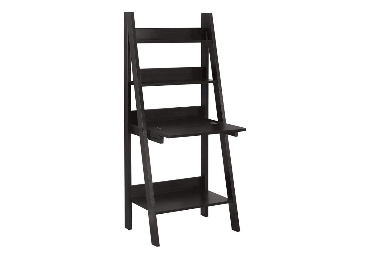 Computer Desk with Storage Shelves - Wood, Leaning Ladder Style - Dark Brown or Light Brown, photo 2 of 8