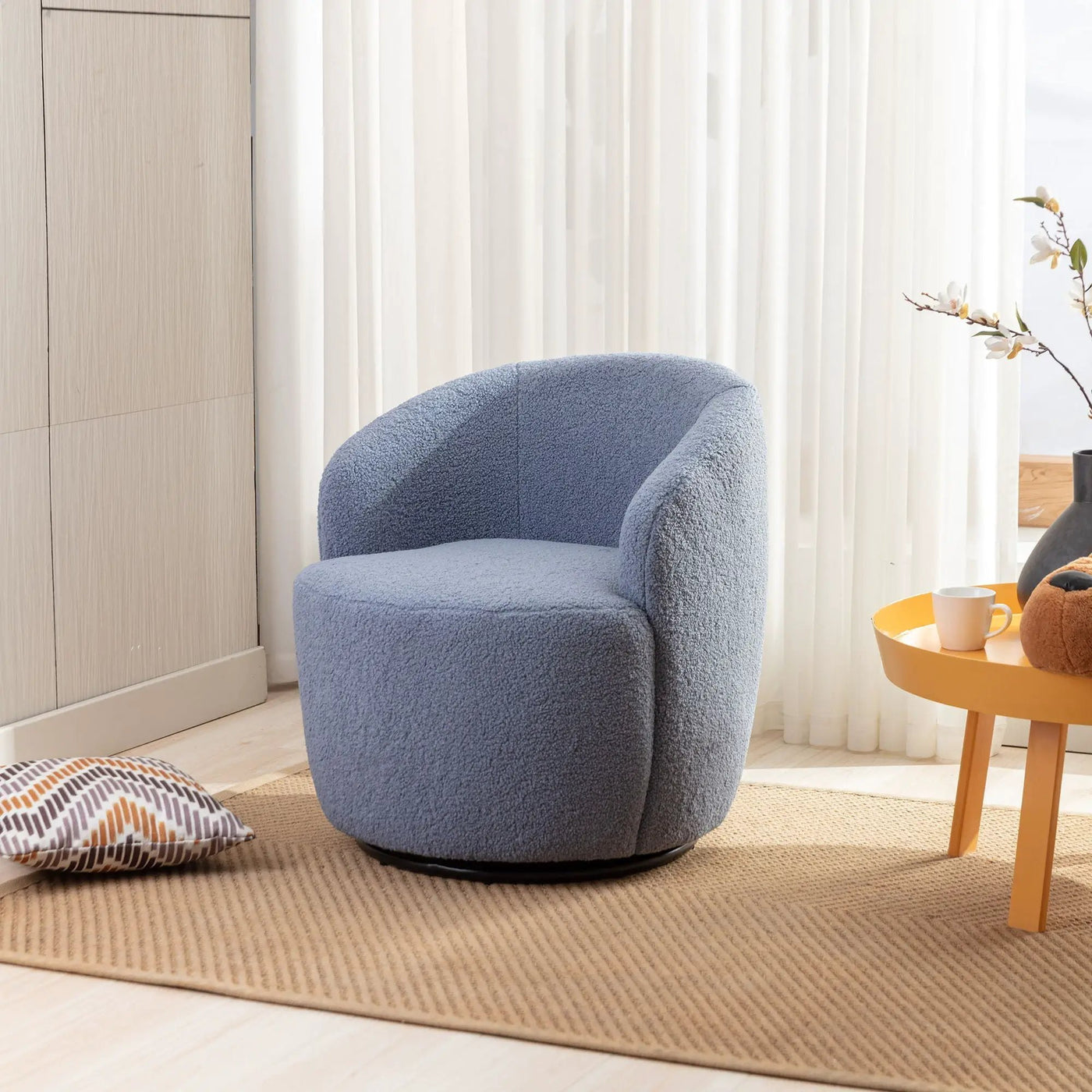 Teddy Fabric Swivel Accent Armchair Barrel Chair by HouseOfZazla