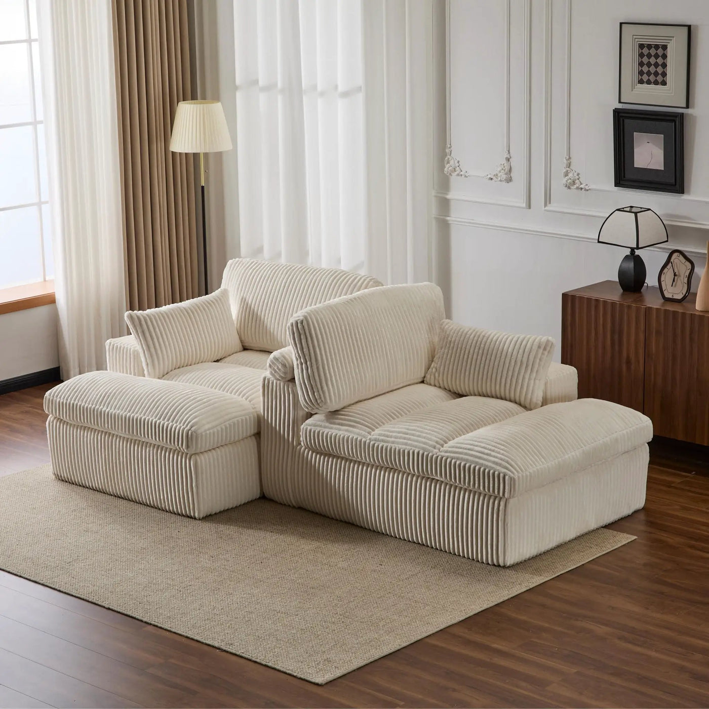Double Chaise Lounge Chair, Oversized Upholstered Sleeper Cloud Couch by HouseOfZazla