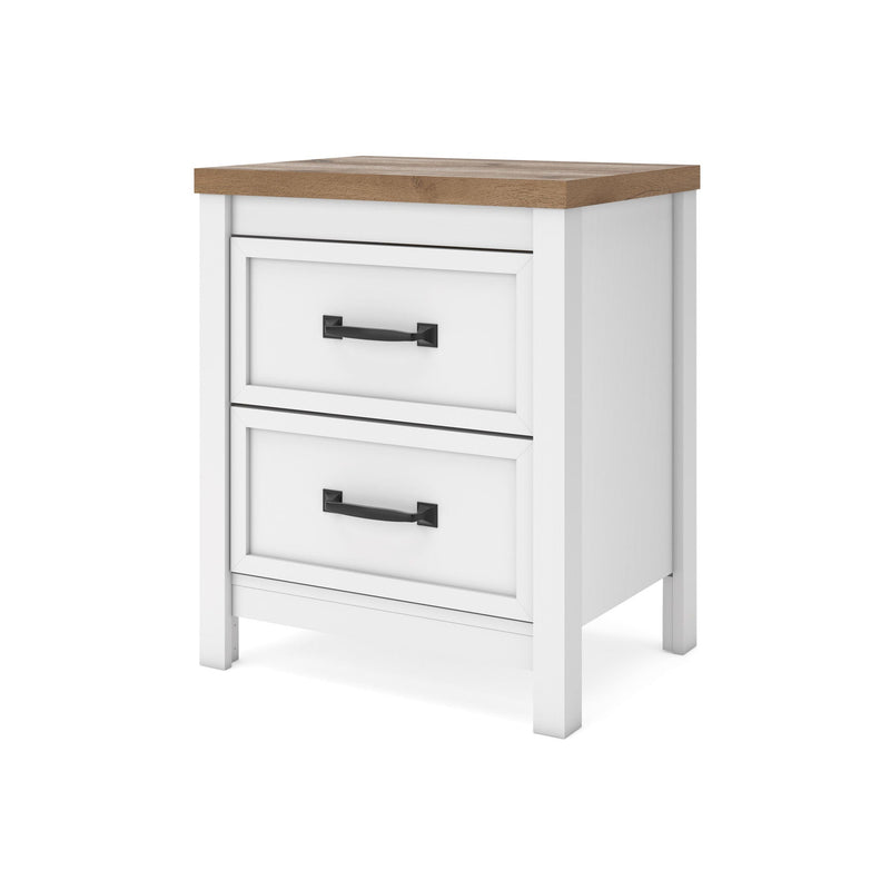 Kerisden - Two Drawer Night Stand - White / Brown, photo 2 of 7