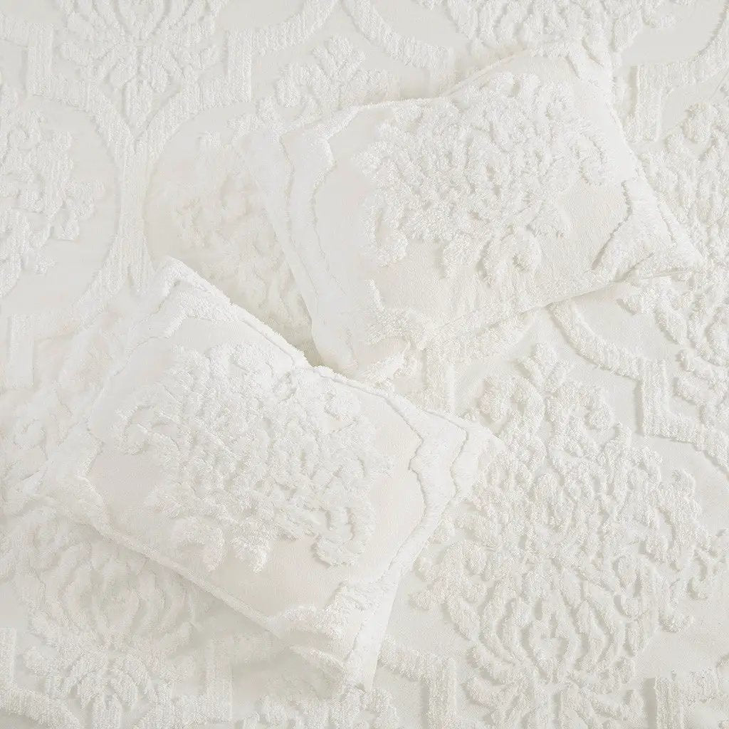 King/Cal King 3 Piece Tufted Cotton Chenille Damask Duvet Cover Set by HouseOfZazla