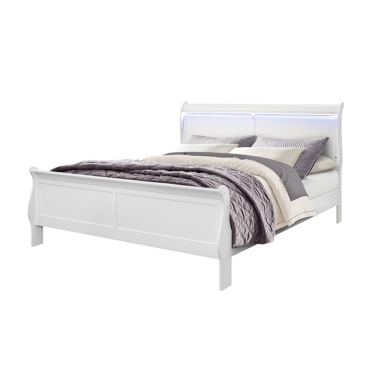 Charlston Sleigh Bed with LED Lighting - Blue or White, photo 5 of 27