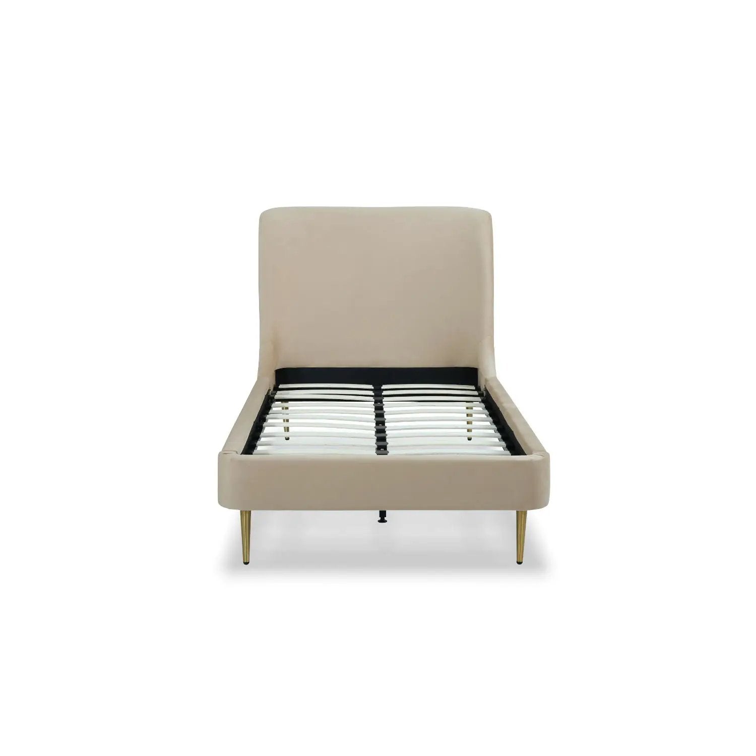 Mid-Century Modern Upholstered Bed With Curved Headboard