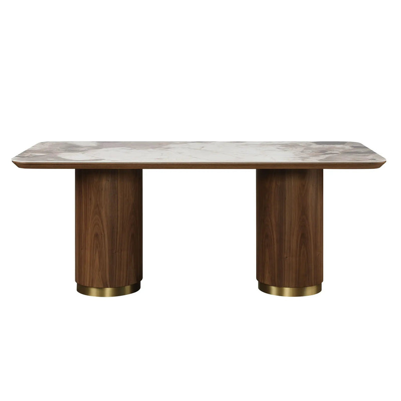 Willene - Ceramic Top Dining Table - Walnut by HouseOfZazla