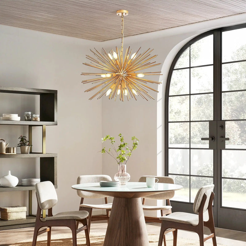 29" Mid-Century Modern 12-Light Starburst Chandelier by HouseOfZazla