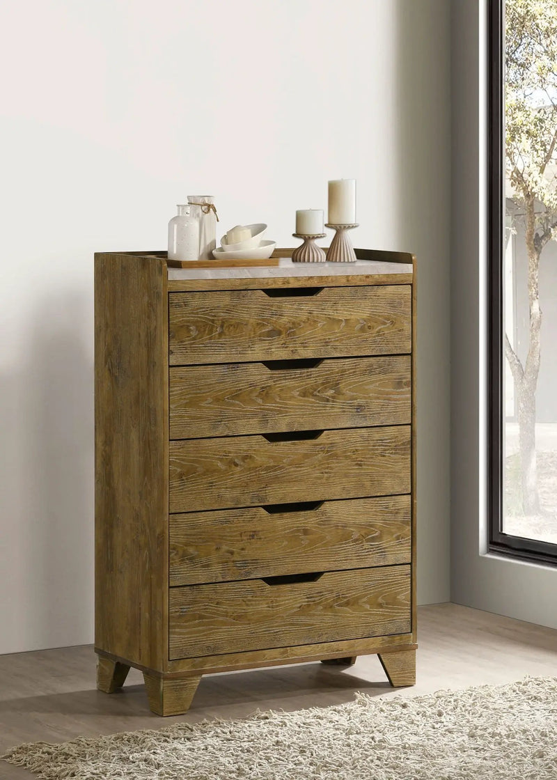 Henderson 5-drawer Bedroom Chest of Drawers Medium Oak by Unique Piece Furniture