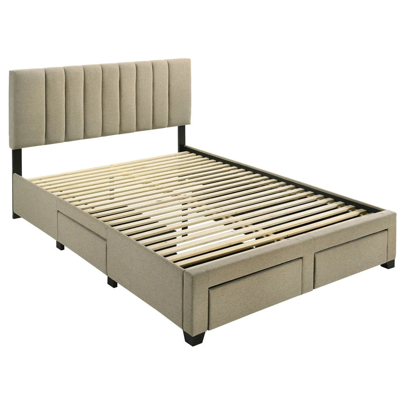 Wheatland 4-drawer Upholstered Queen Storage Bed Light Brown by Unique Piece Furniture