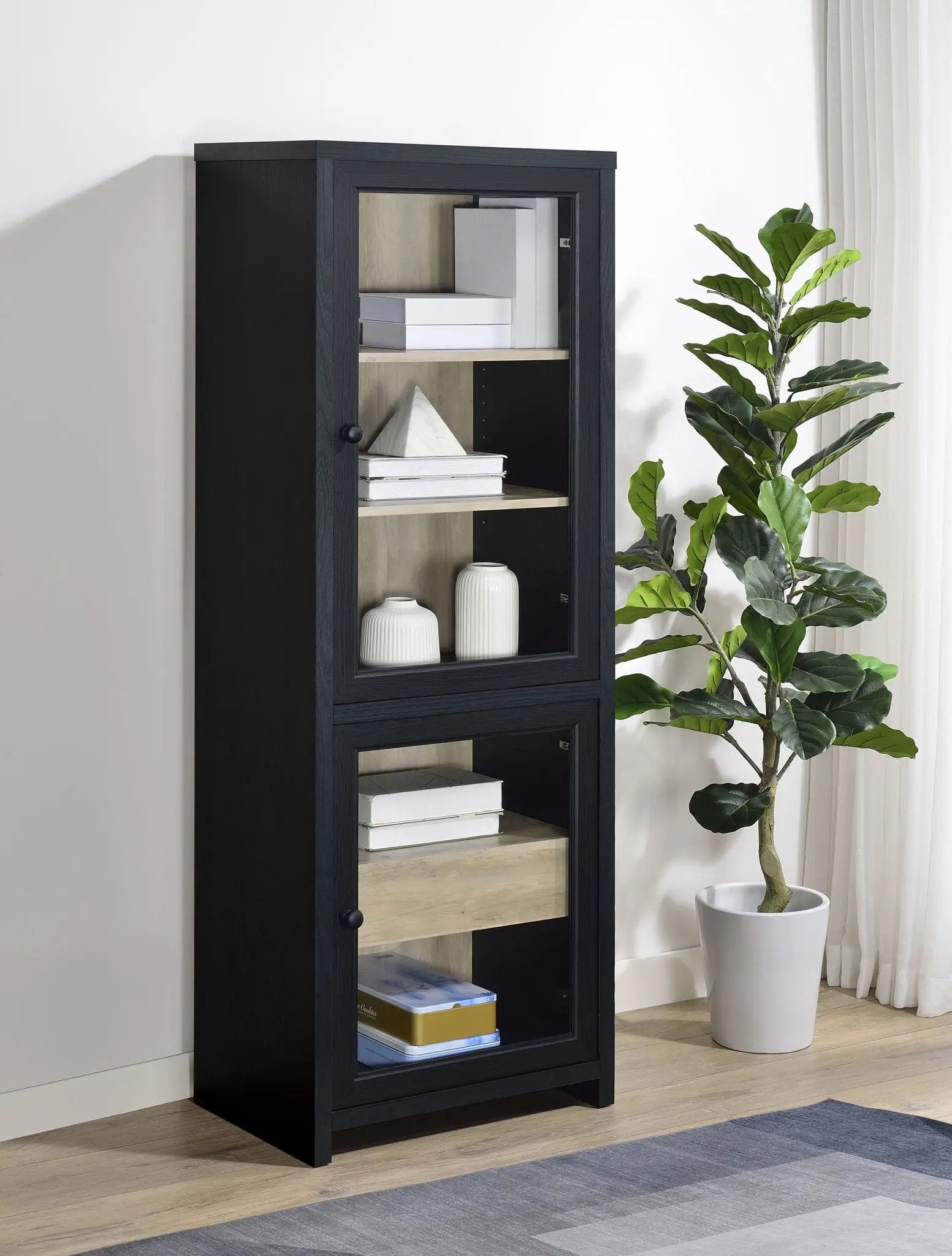 Denison 67-inch 2-door Media Tower Storage Cabinet Black by Unique Piece Furniture