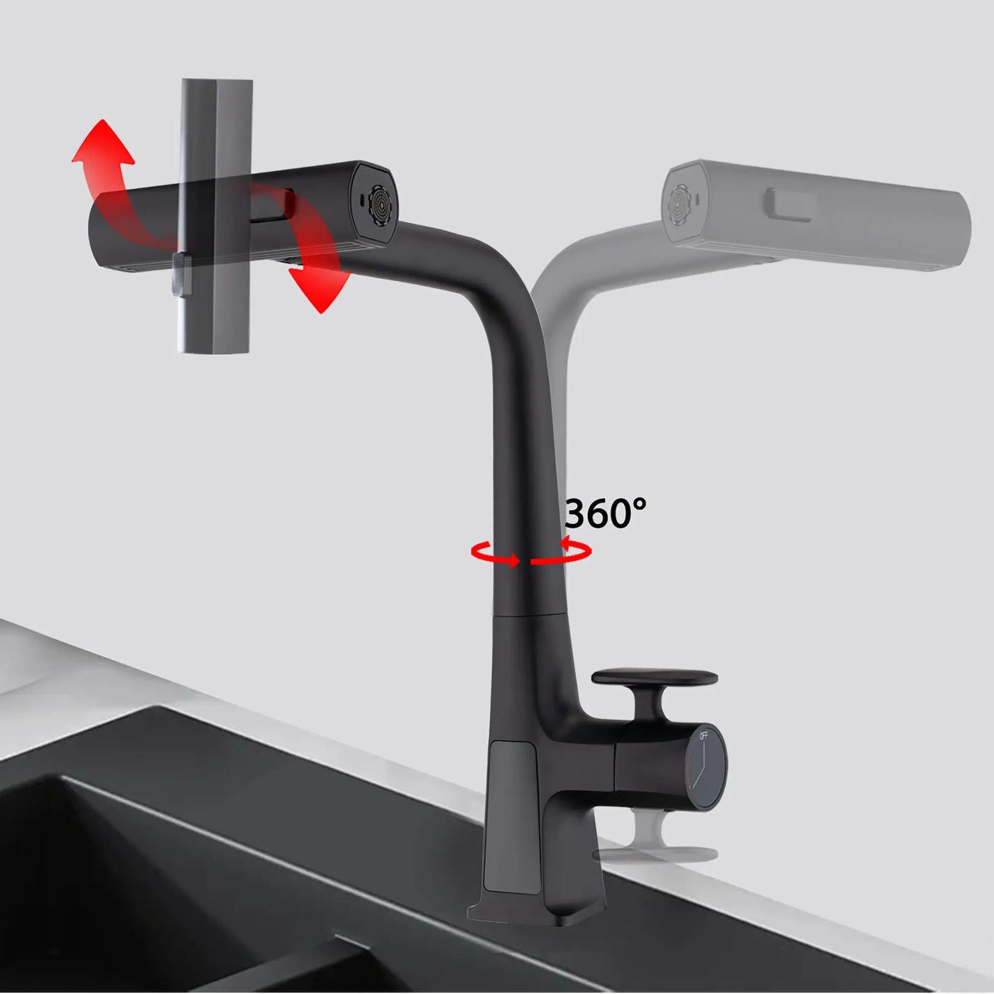 Waterfall Kitchen Faucet With Temperature Display And Pull Down Sprayer by HouseOfZazla