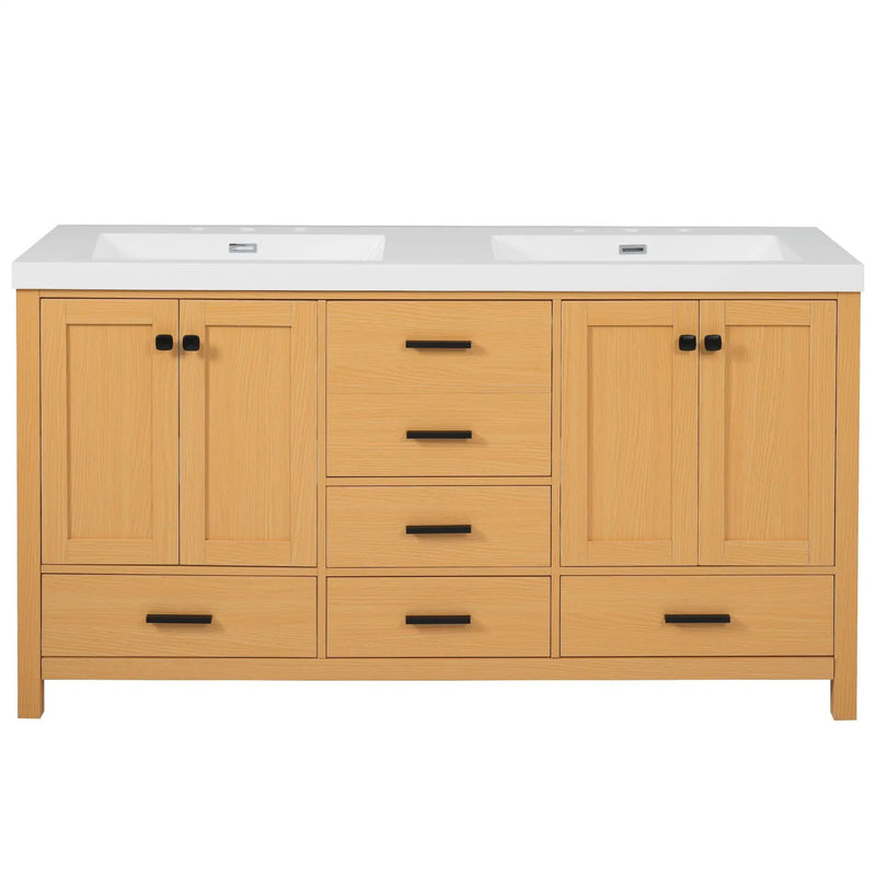 Bathroom Vanity With Double Sink, Soft Close Doors & Drawers Handles - Wood by Unique Piece Furniture