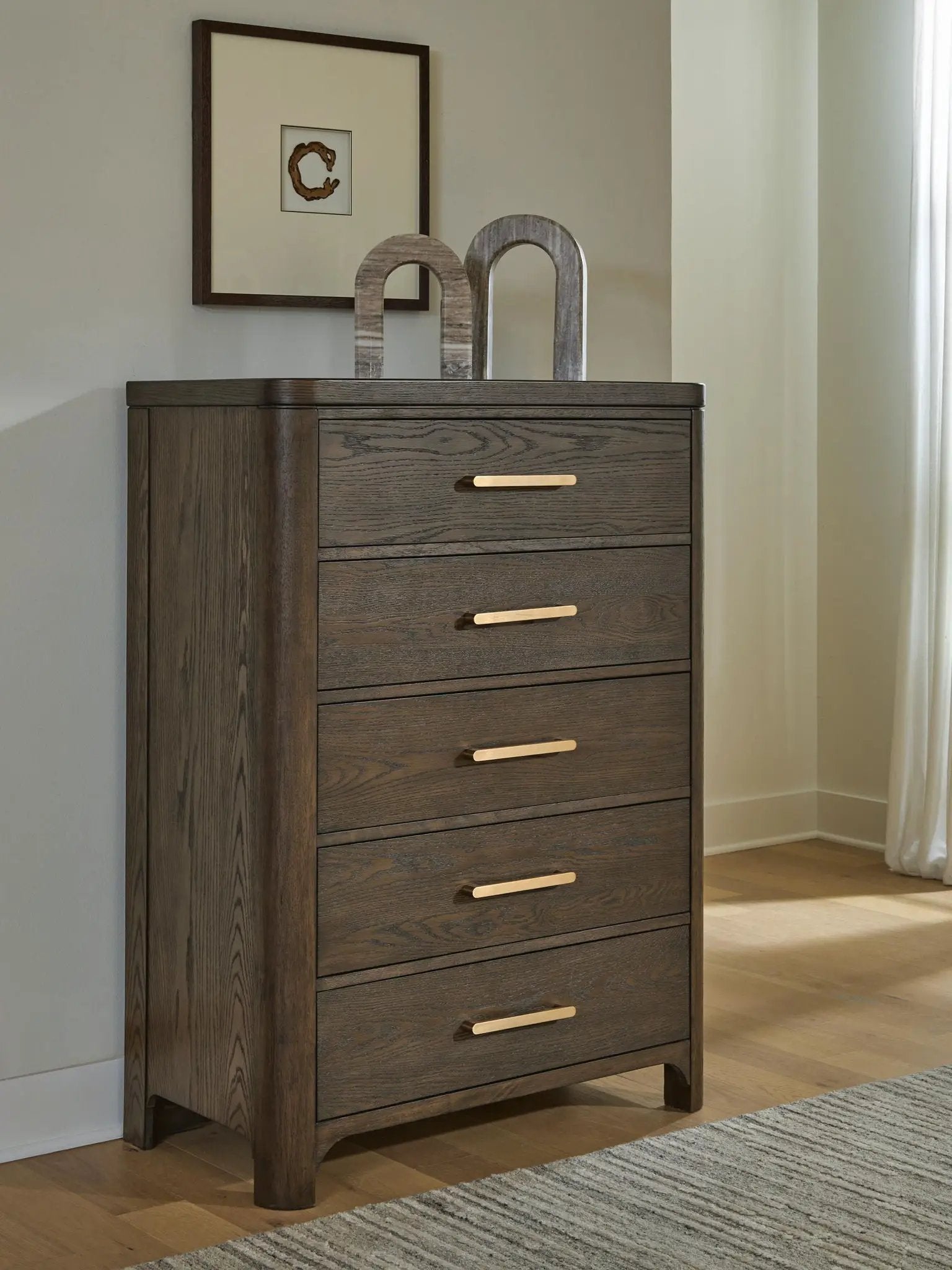 Radkin - Five Drawer Chest - Burnished Brown by Unique Piece Furniture