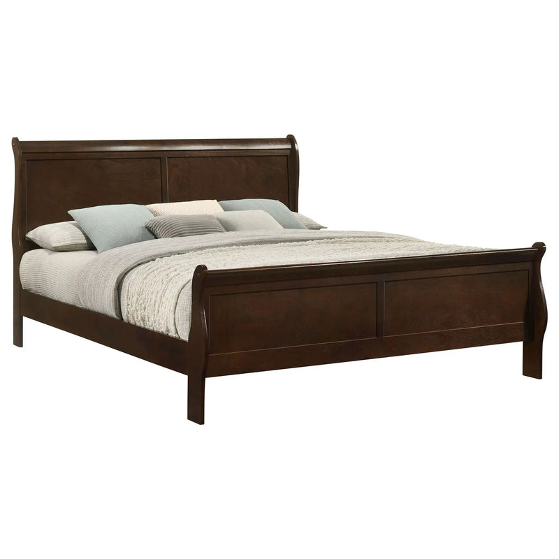 Louis Philippe Wood Eastern King Sleigh Bed Cappuccino by Unique Piece Furniture