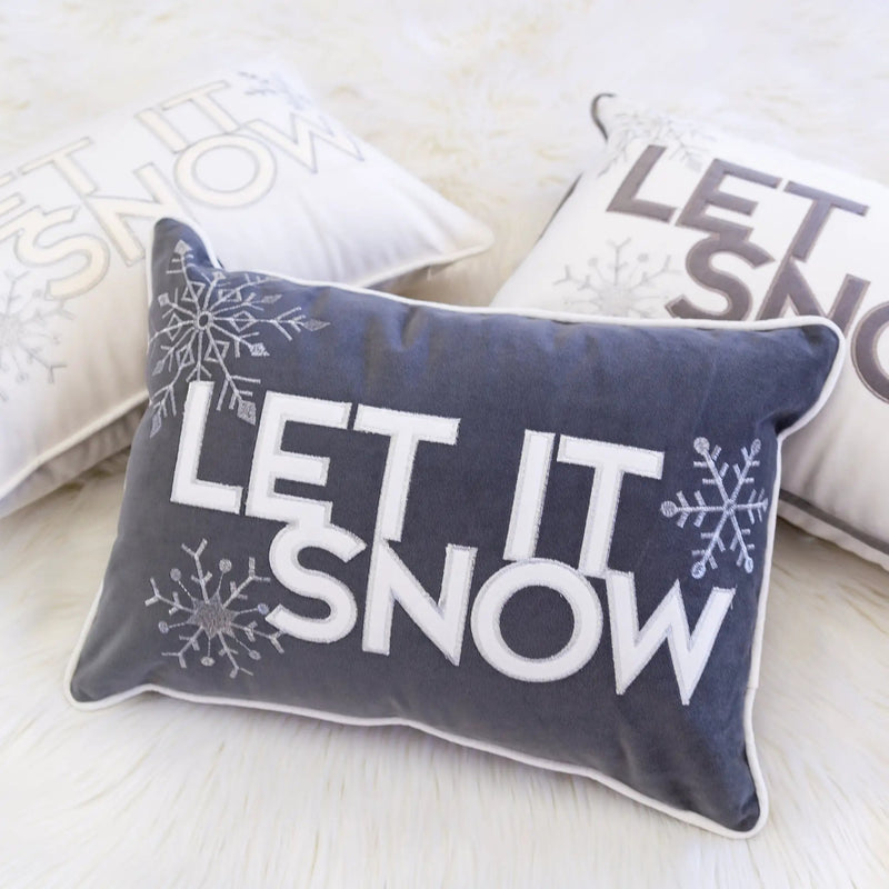 Nneka Let It Snow White Velvet Lumbar Pillow with Insert 14x20 by HouseOfZazla