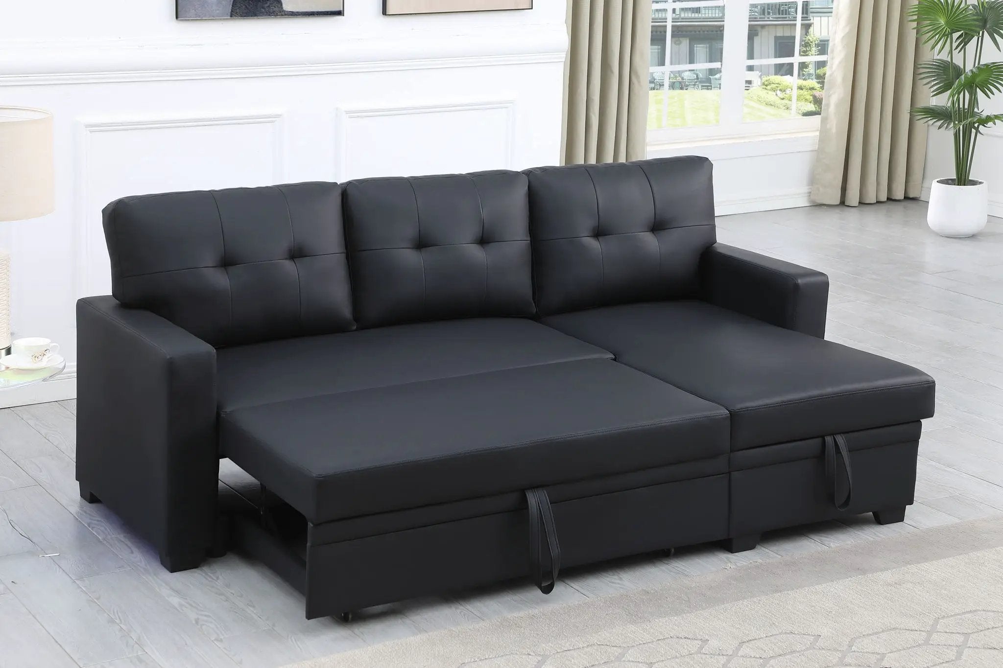 Upholstered Pull Out Sectional Sofa With Chaise by HouseOfZazla