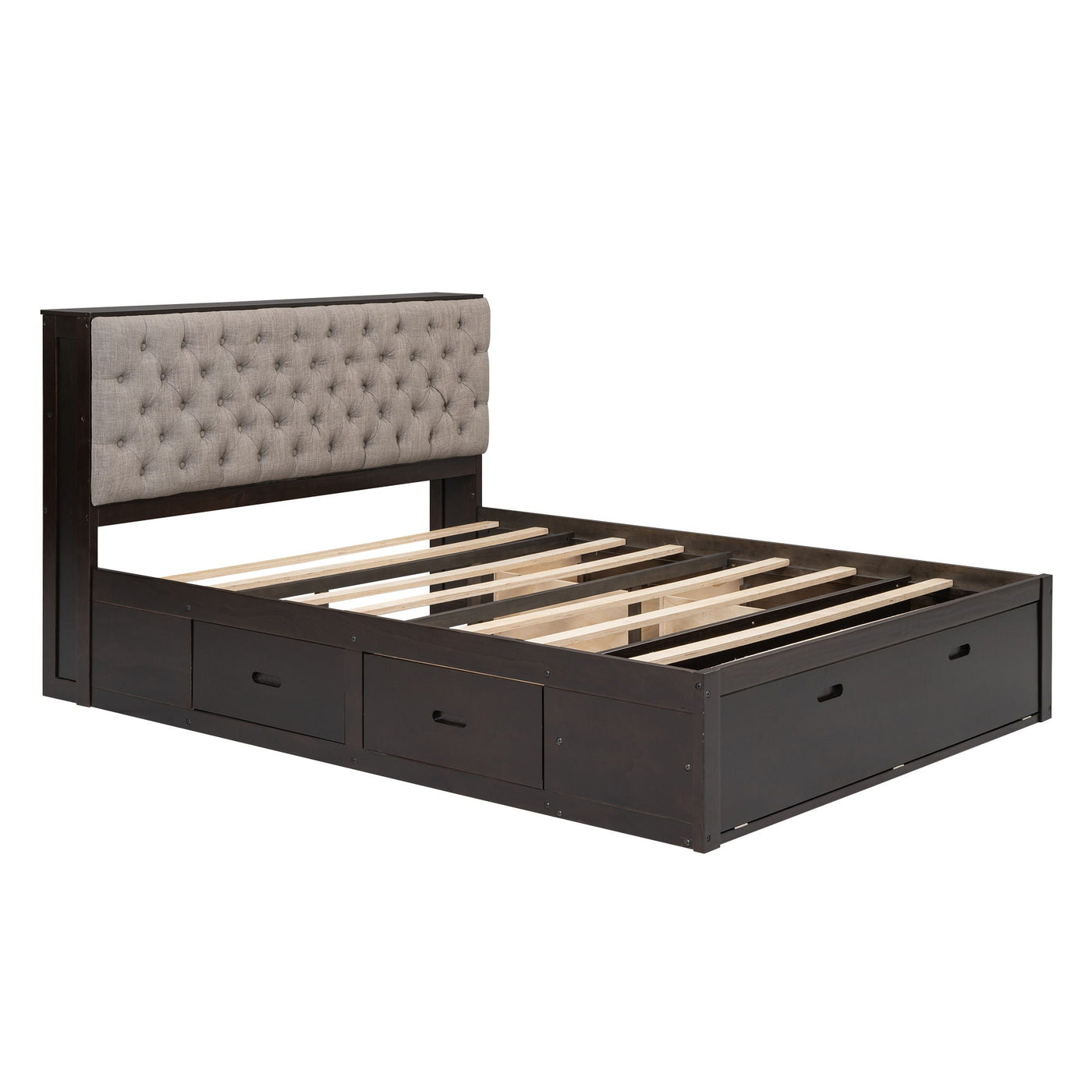 Platform Bed With Storage Headboard, Shoe Rack And 4 Drawers by HouseOfZazla