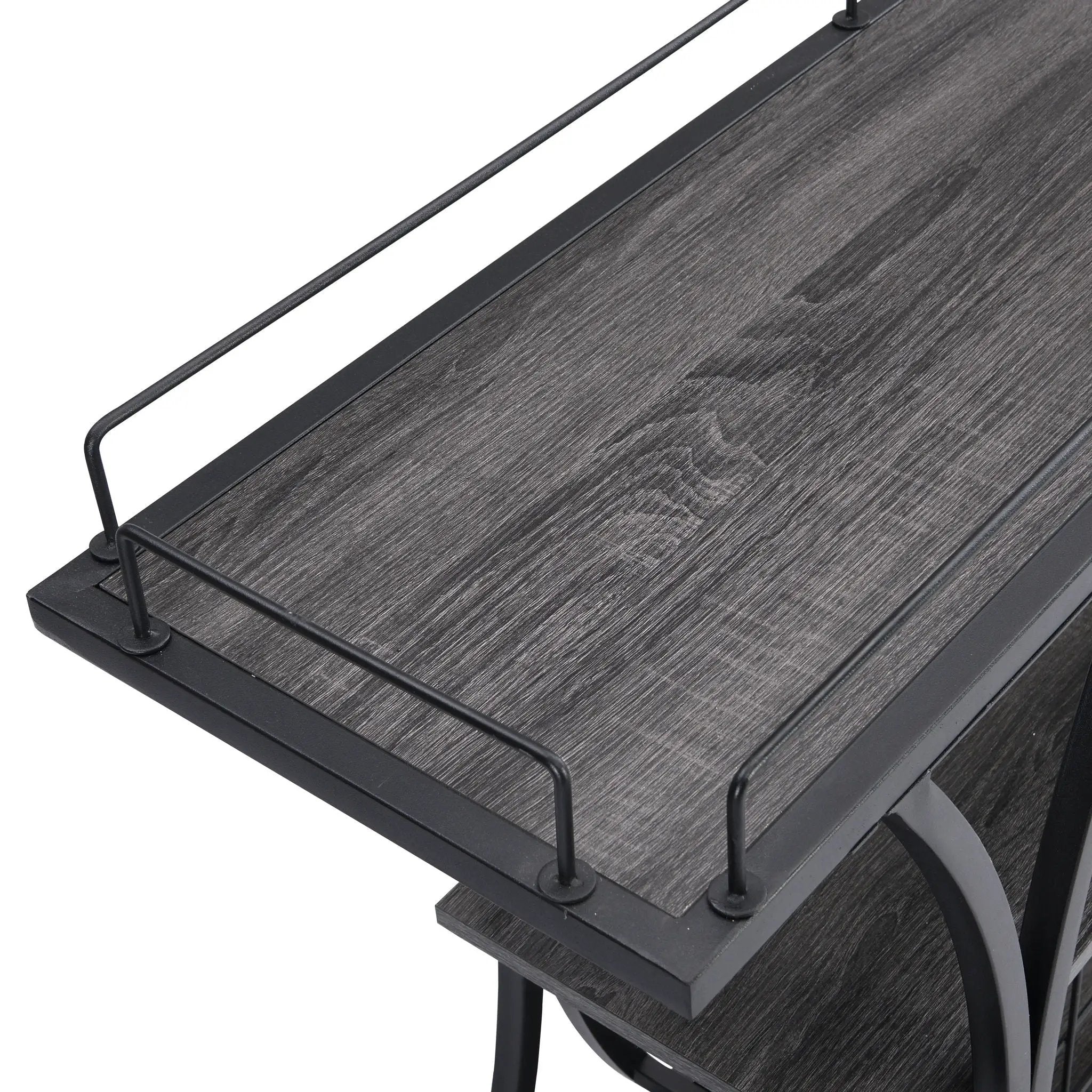 Industrial Bar Cart Kitchen Bar & Serving Cart For Home With Wheels 3 Tier Storage Shelves - Black / Gray by HouseOfZazla