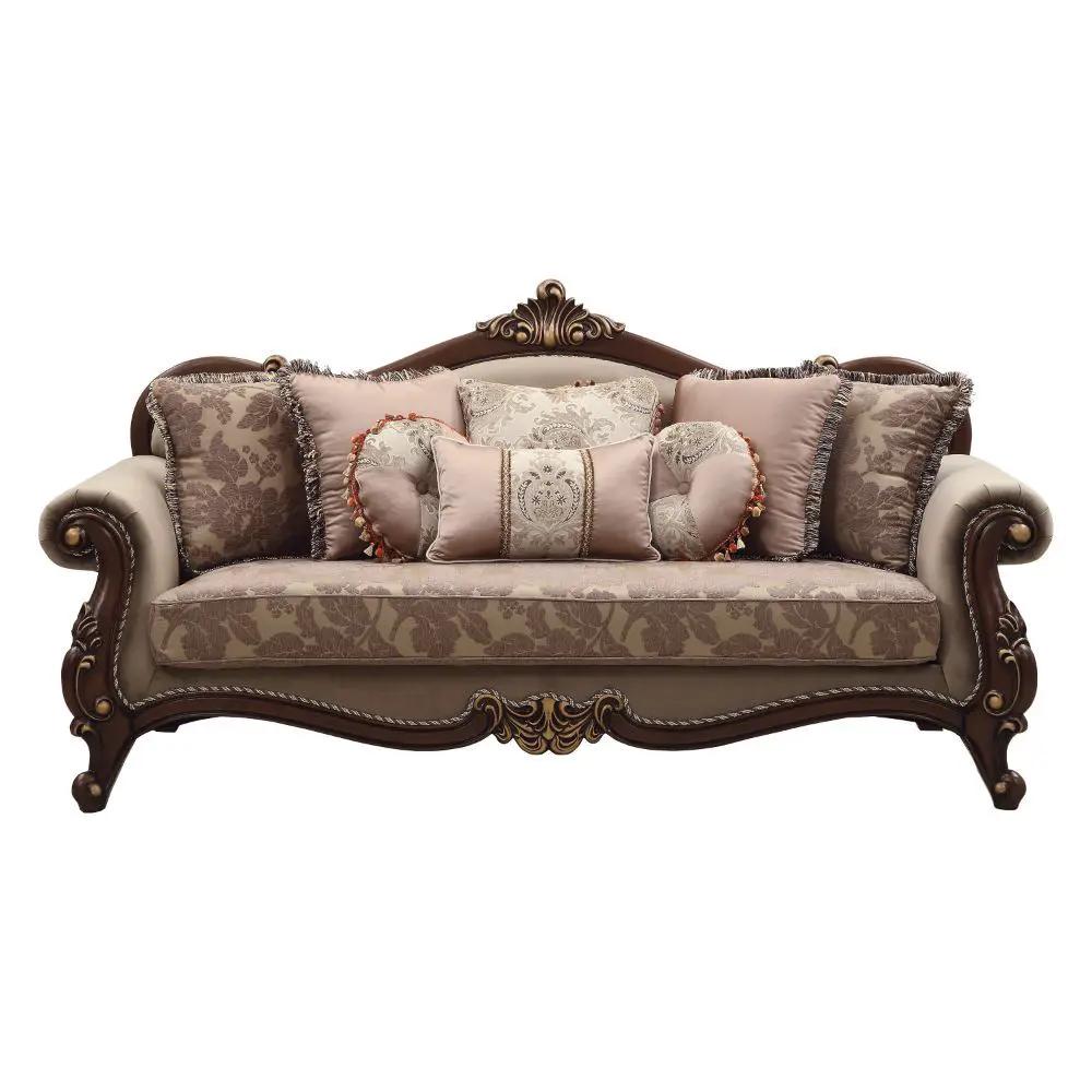 Mehadi - Sofa With 8 Pillows - Velvet & Walnut by Unique Piece Furniture