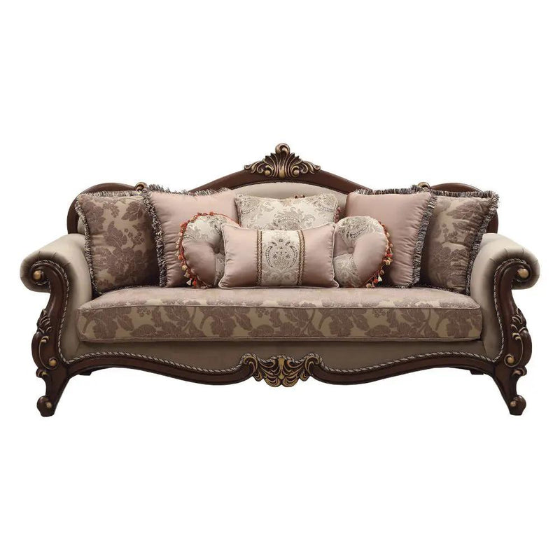 Mehadi - Sofa With 8 Pillows - Velvet & Walnut by Unique Piece Furniture