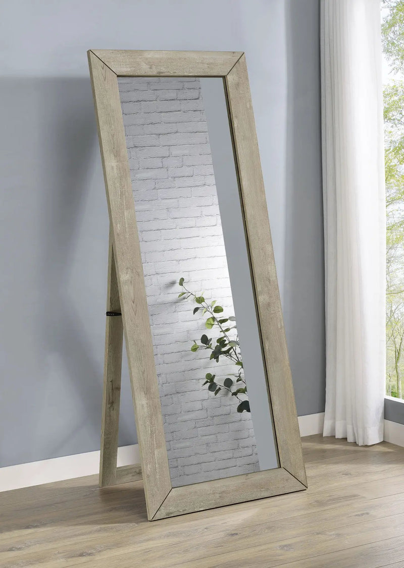 Cadence Tempered Glass Full Length Mirror Grey Washed Oak by Unique Piece Furniture