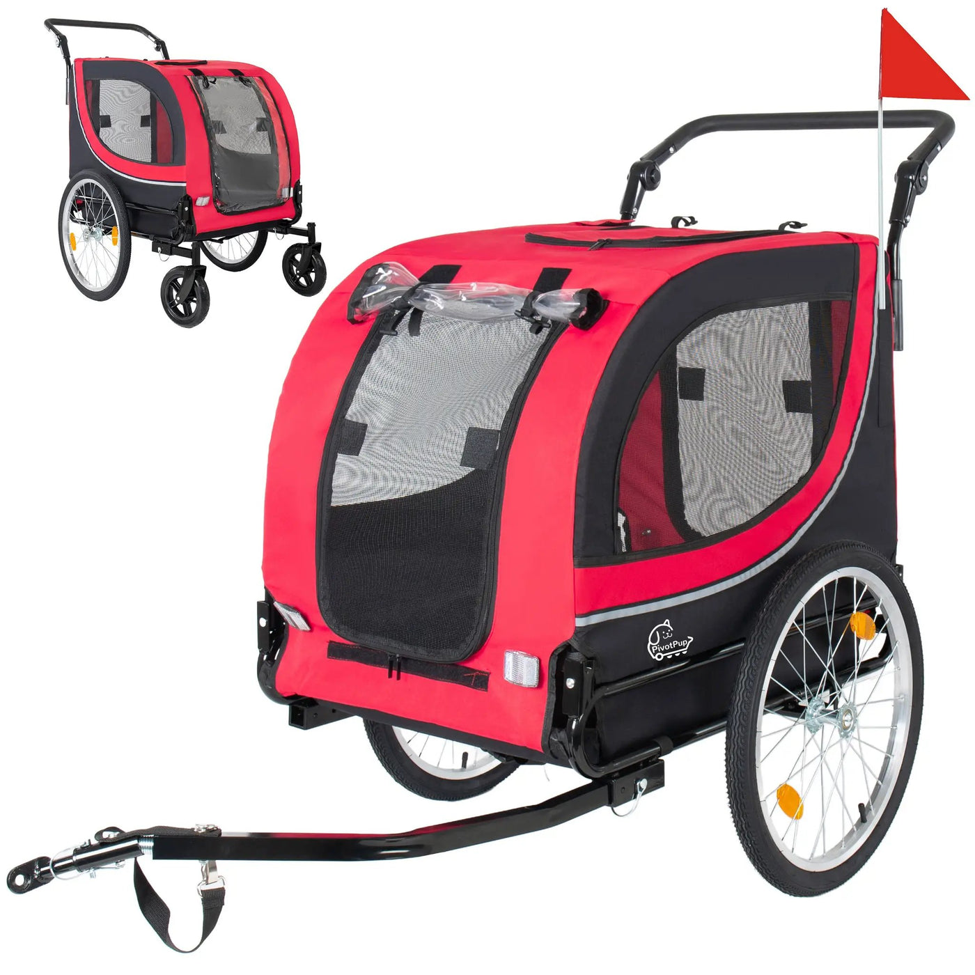 2-in-1 Bike Trailer & Pet Stroller for Dogs up to 100lbs by HouseOfZazla