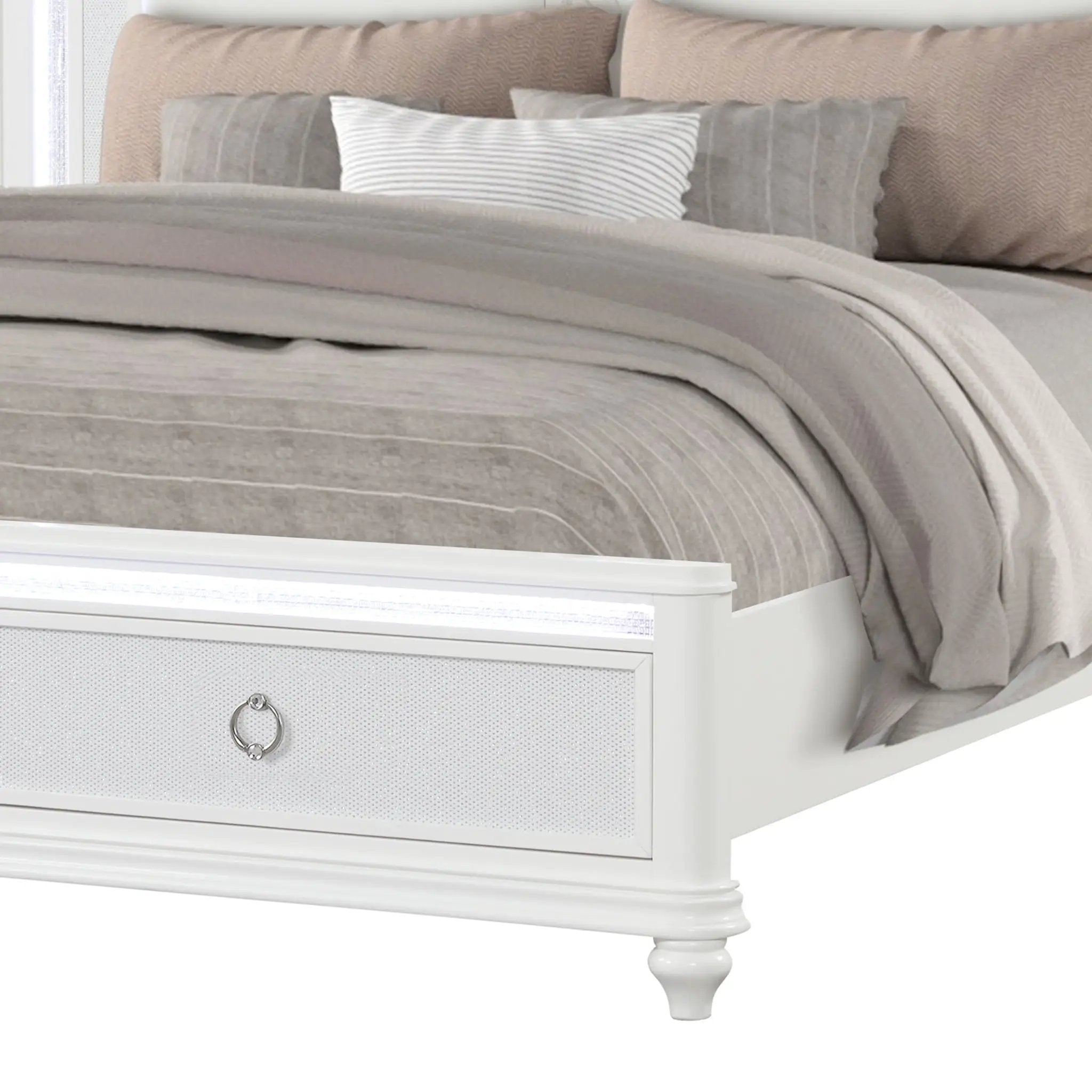 Abigale - Bed & LED Lighting And 2 Drawer Storage Footboard by HouseOfZazla