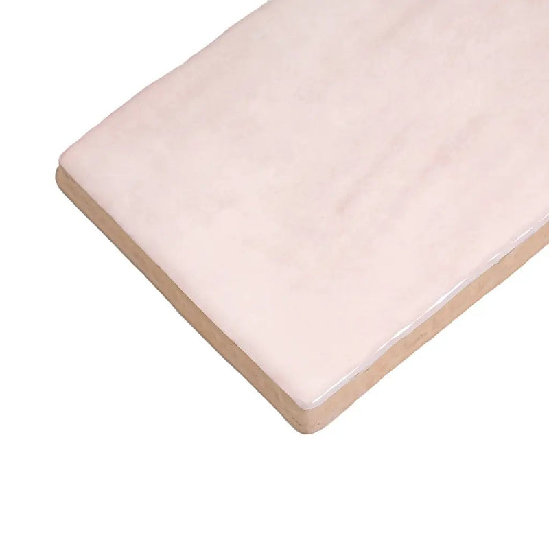 Pink 2.58 in. x 8 in. Polished Ceramic Subway Tile (5.38 sq ft/case) by Apollo Tile