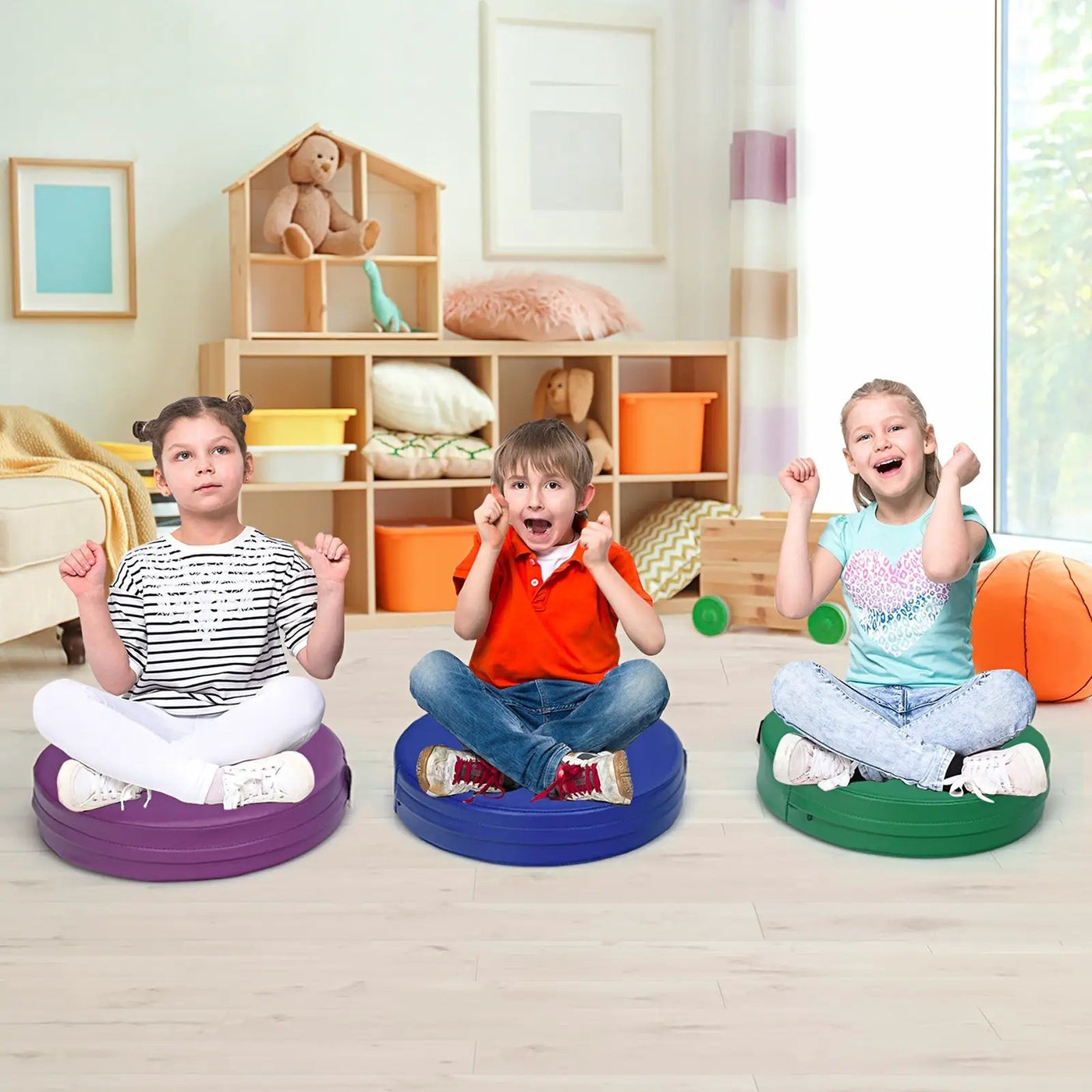 6 Pieces 15 Inch Round Toddler Floor Cushions by DirectDeals