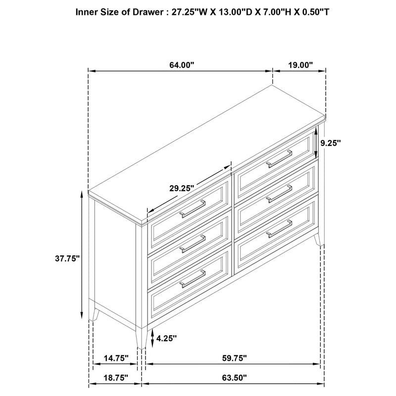 Inverness - 6 Drawer Bedroom Dresser - White by HouseOfZazla