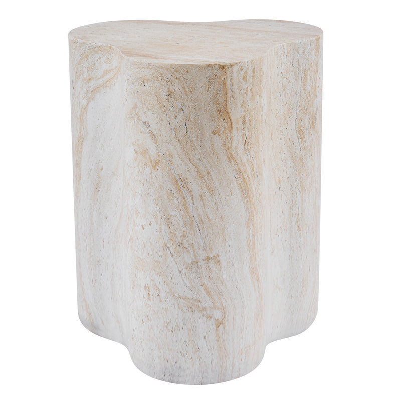 Organic Travertine-Look MGO Side Table with Weather Resistance - Neutral, photo 6 of 10