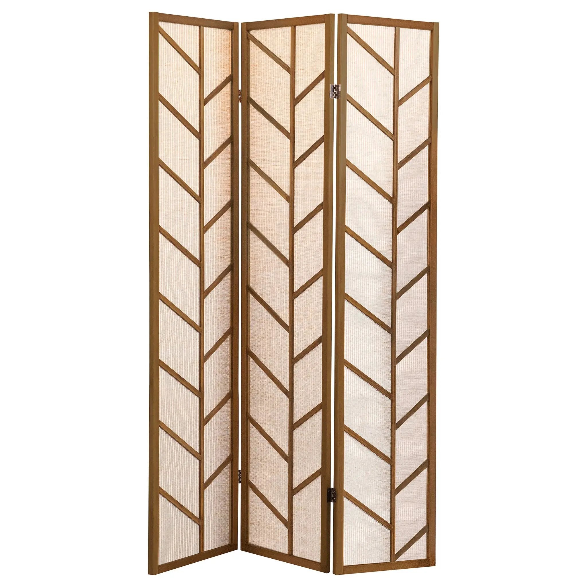 Mila 3-Panel Room Divider Folding Shoji Screen Walnut by Unique Piece Furniture